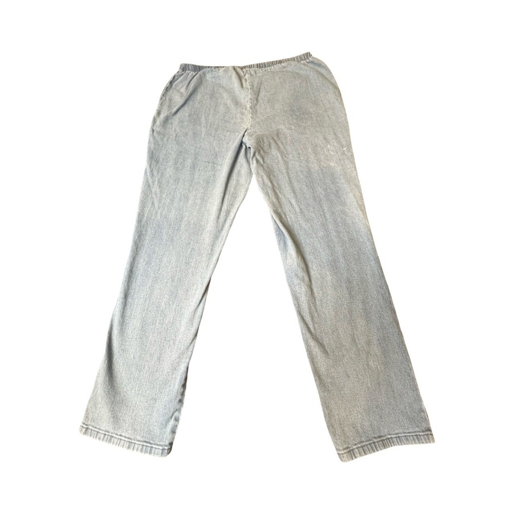 Unbranded Denim Pants Womens L 34X28 Blue Light Wash Elastic Waist Relaxed Wide
